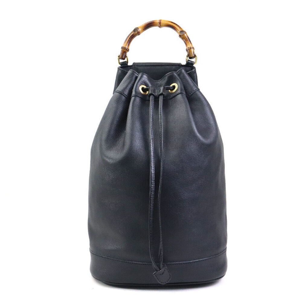 Gucci Body Bamboo Leather Top Handle Bag Gold Black